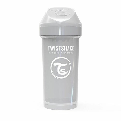 Twistshake Netekoucí láhev s pítkem 360 ml 12 m+, šedá
