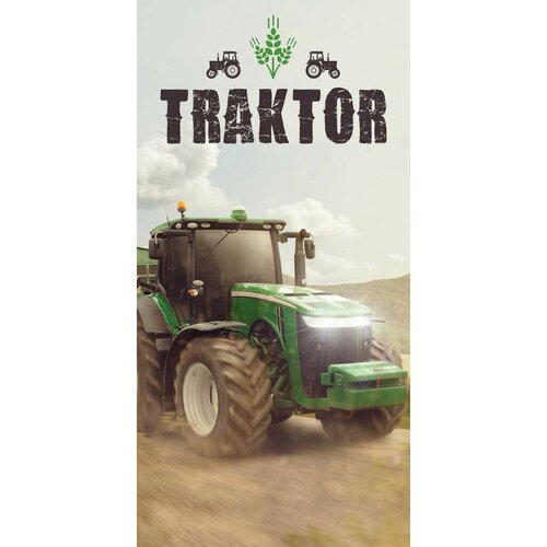 Brisača Traktor zelena, 70 x 140 cm