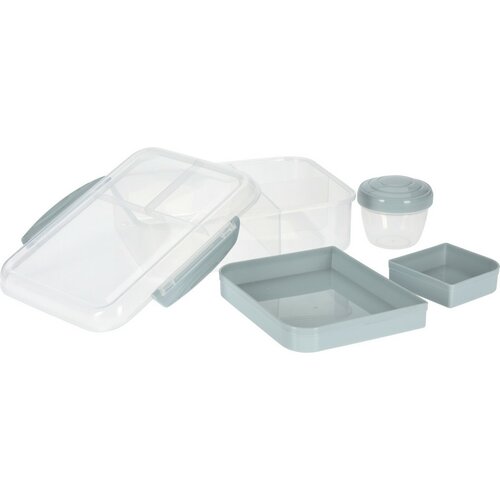 EH Kosmna posoda za kosilo s predali in posodicoza preliv, siva