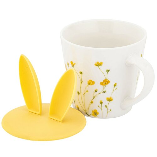 Altom Porcelanasti lonček Marigolds s silikonskimpokrovčkom, 330 ml