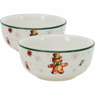 Set de 2 boluri din porțelan Gingerbread 500 ml 14 cm
