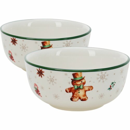 2 db porcelán tálka Gingerbread 500 ml 14 cm