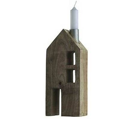 Drevený domček na sviečku 23x9,5x7 cm, Madam Stolt, hnedá