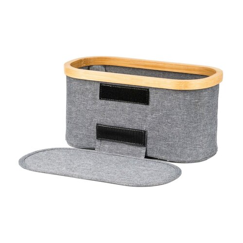 Úložný box G21 30 x 15 x 15 cm, bambusový s vekom, sivý