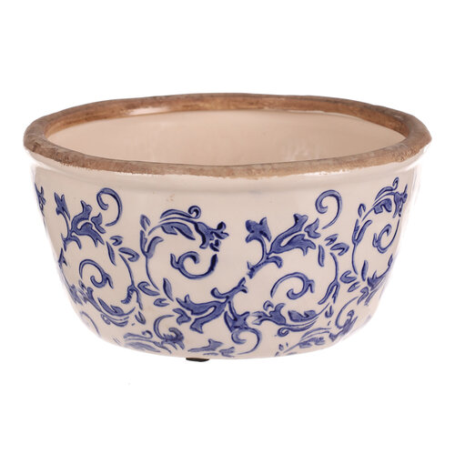 Ceramiczna osłonka na doniczkę w stylu retro, 21 x 11 cm