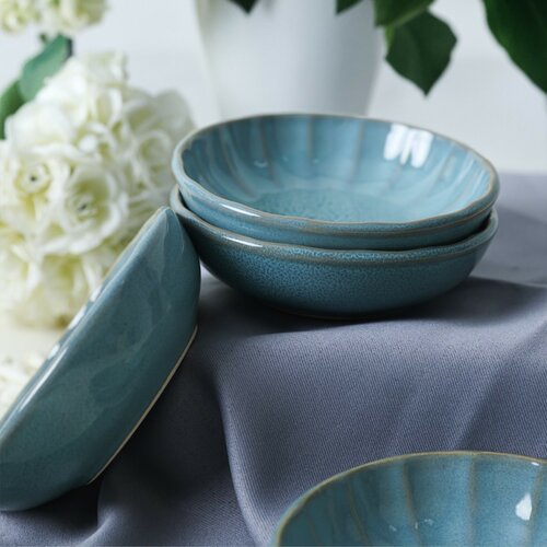 6 darab Laguna 12 cm-es kőagyag tál, türkiz