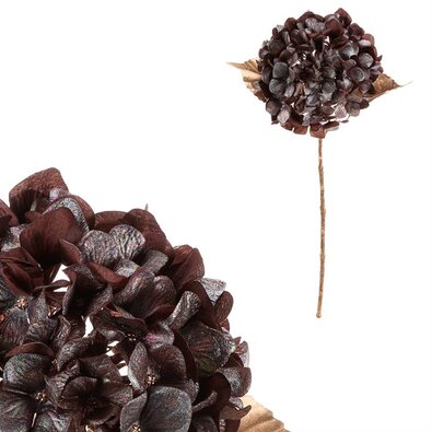 Hortensie artificială tăiată, maro cu auriu, 65 cm