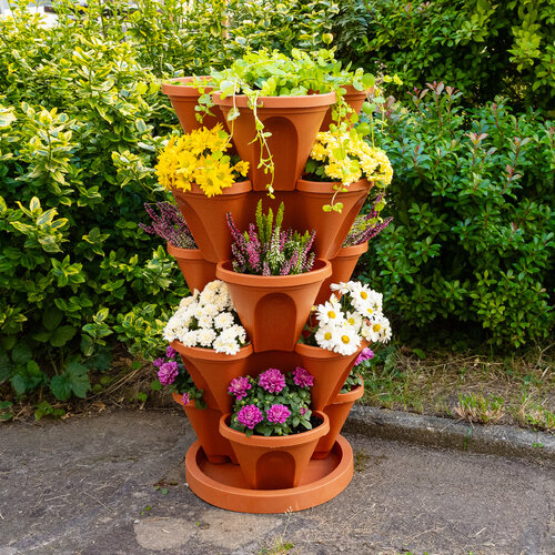 4Home Blumentopfkaskade 5-teilig, Terrakotta