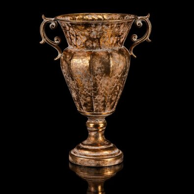 Kovová dekoratívna váza na kvety Golden Cup, 28 x21 x 37 cm