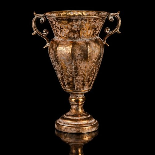 Kovinski okrasni lonec za rože »Zlati pokal«, 28 x 21 x 37 cm