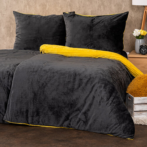 Lenjerie de pat din micro-flanelă 4Home Stripe, galben, 140 x 200 cm, 70 x 90 cm