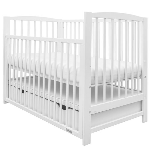 New Baby Łóżeczko dla dzieci Lilly z opuszczanym bokiem i szufladą, biały