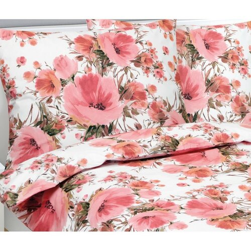 Bellatex Baumwollbettwäsche Hibiskus rosa, 140 x 200 cm, 70 x 90 cm