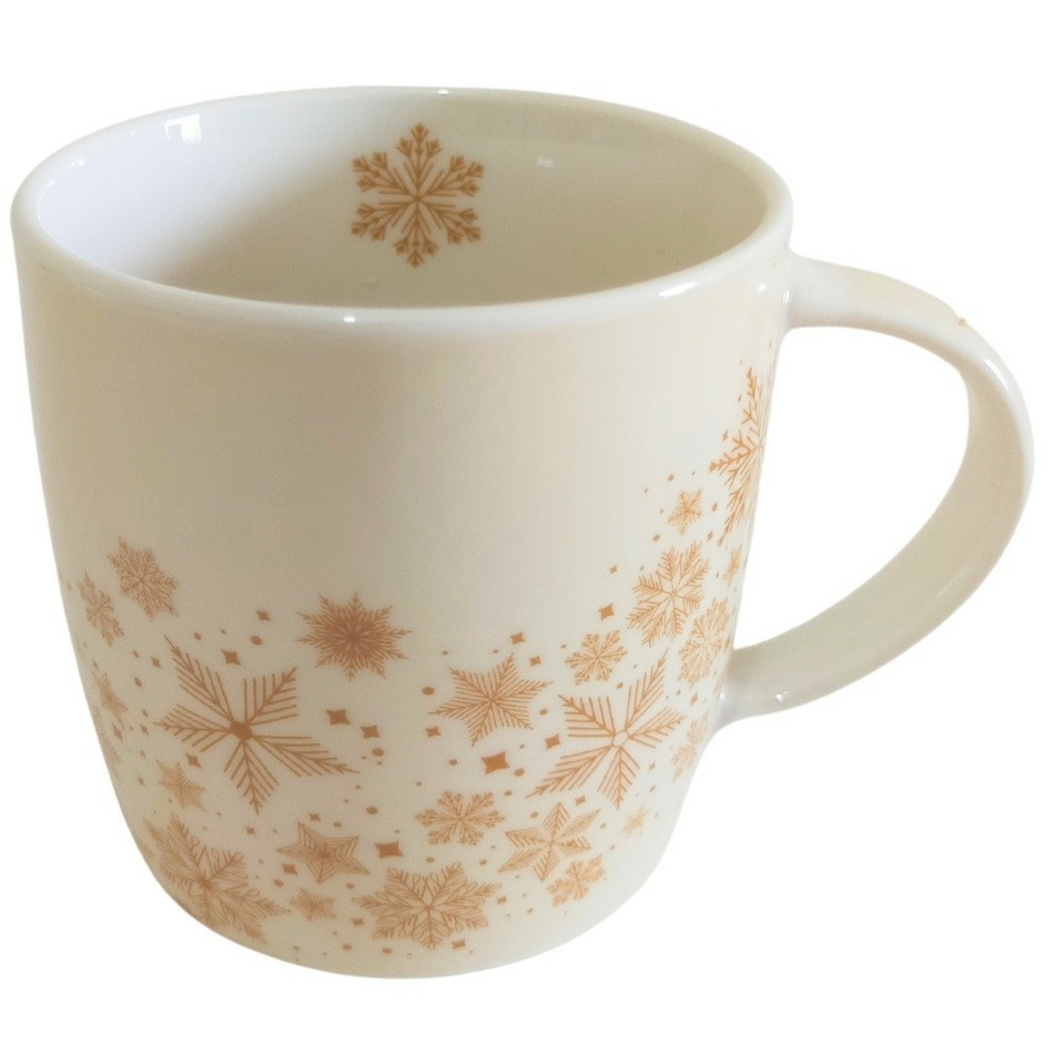 Home Elements porcelán bögre karácsonyi mintával Hópelyhek 300 ml ajándékdobozban