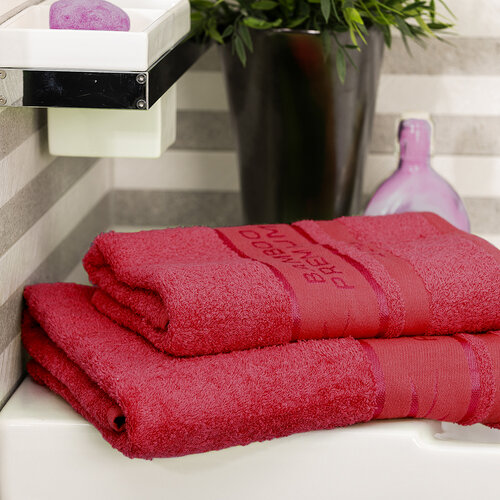 4Home Комплект Bamboo Premium рушник для ванни та рушник для рук червоний, 70 x 140 см, 50 x 100 см