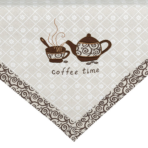 Vyšívaný ubrus Coffee time, 85 x 85 cm