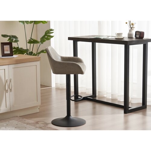 Scaun de bar din piele ecologică B-716 GREY3, gri