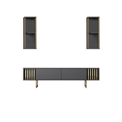 Linie Anthracite and Gold TV szekrény polcokkal