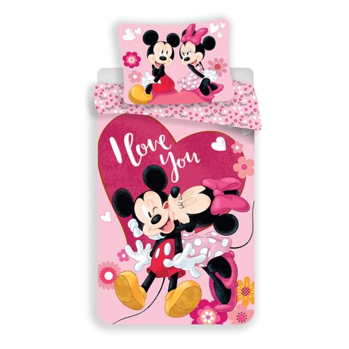 Jerry Fabrics Dětské povlečení Mickey and Minnie Kiss micro, 140 x 200 cm, 70 x 90 cm