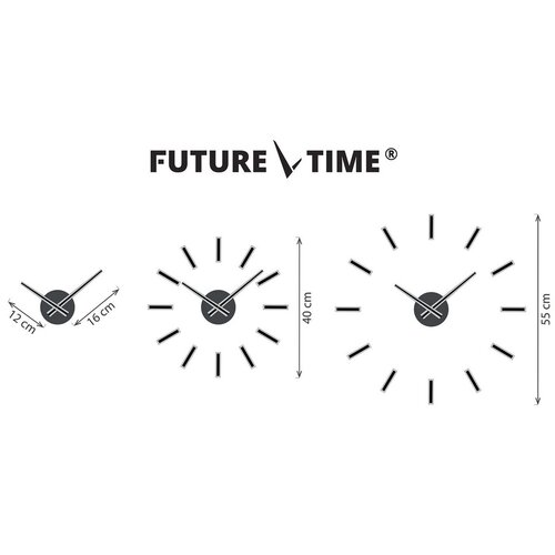Future Time FT9400BK Modular black Dizájner öntapadó óra, átmérő: 40 cm