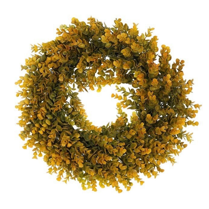Věnec umělý z eukalyptu, pr. 50 cm, oranžovo-zelená