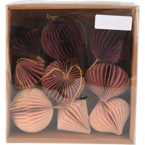 Komplet papirnih okraskov Ornaments roza, 6 cm, 9kos