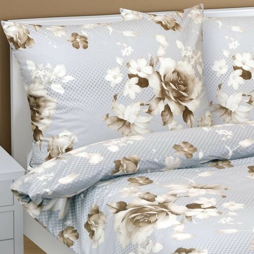 Bellatex Бавовняна постільна білизна Троянда кавова, 140 x 200 см, 70 x 90 см