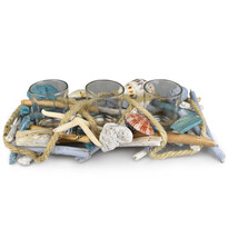 Dommio Świecznik rattanowy na 3 świeczki do podgrzewacza Mare, 30 x 14 cm Dommio Świecznik rattanowy na 3 świeczki do podgrzewacza Mare, 30 x 14 cm