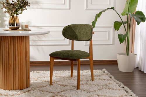 Set de scaune de sufragerie Lionte Green and DarkOak, 2 buc.