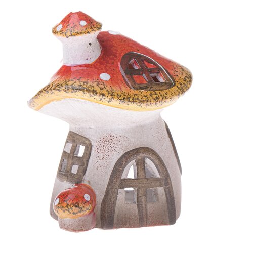Légyölő galóca ház kerámia gyertyatartó, 13,2 x 16,3 x 13 cm