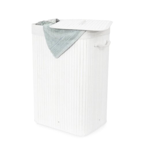 Compactor Coș pentru rufe murdare Bamboo dreptunghiular, alb