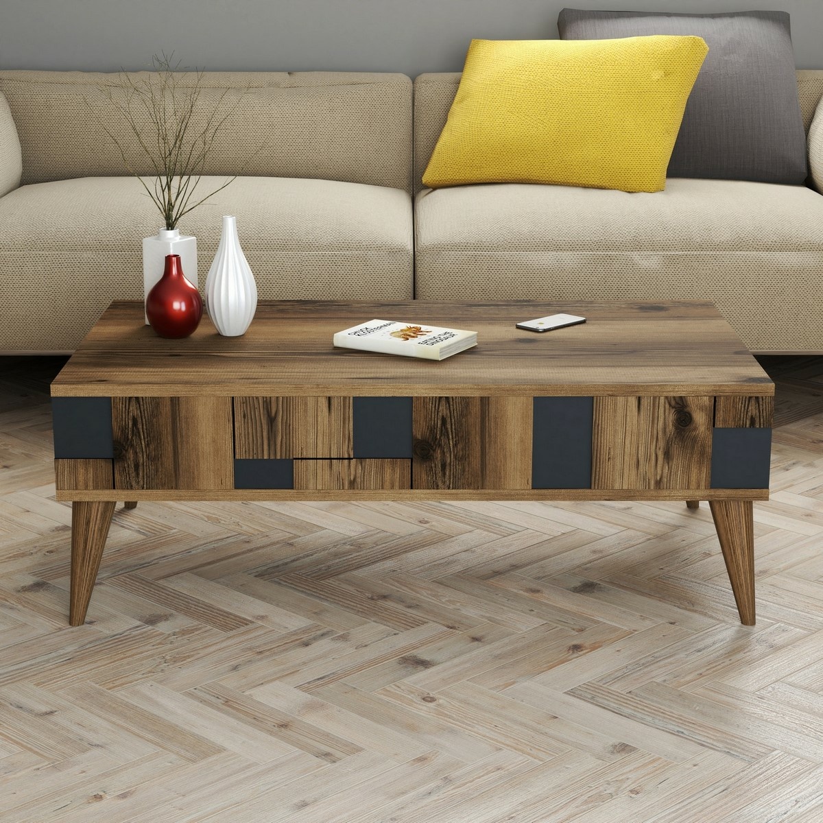 Konferenčný stolík Madrid Anthracite and Walnut