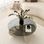 Couchtisch Bubble Travertine mit dunklem Glas
