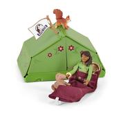 Schleich 42533 Sarah lóval és kisállatokkal kempingen, 24,5 x 19 x 6,6 cm