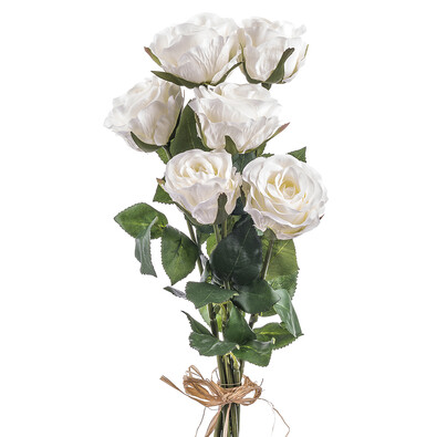 Umelá kvetina ruža 65 cm biela darčekové balenie 6 ks