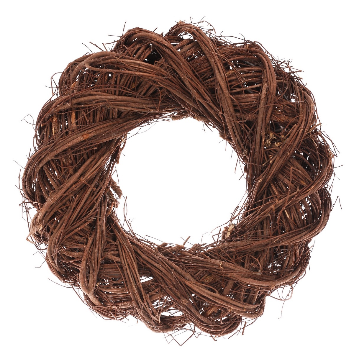 Wianek z wikliny, brązowy, średnica 25 cm, śred. 25 cm