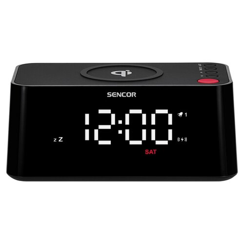 Sencor SDC 7600 Qi zegar z ładowarką, czarny