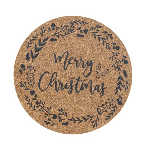 Altom Podstavek za skodelico iz plute Christmasdesign premer 10 cm, set 4 kosov