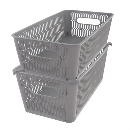 Coș de plastic stivuibil Orion NESTA, 29 x 16,5 x11,5 cm, gri