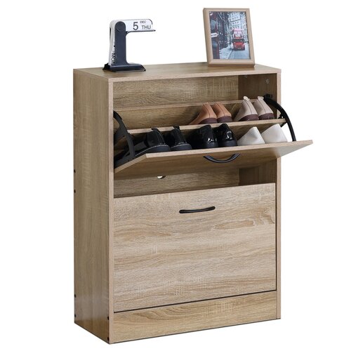 Výklopný botník se 2 přihrádkami COMPACT Oak, dekor dub