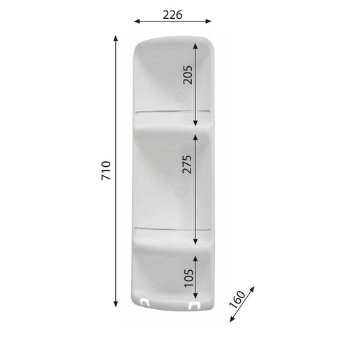 GEDY 7081 CAESAR třípatrová rohová polička do sprchy 22,6 x 71 x 16 cm, ABS plast, bílá