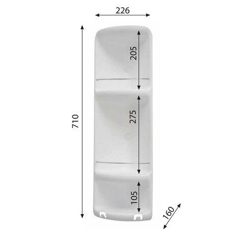 GEDY 7081 CAESAR tristopenjska kotna polica za tuškabino 22,6 x 71 x 16 cm, ABS plastika, bela