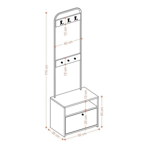 Cuier cu raft pentru pantofi Quinn White and Black