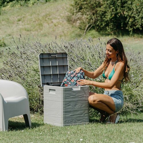 Úložný box na podušky Woody sivá, 90 l