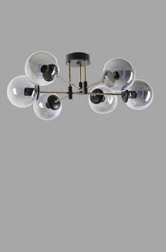Lampa wisząca Dolunay 6 Li Siyah Füme Camli Avize, czarny