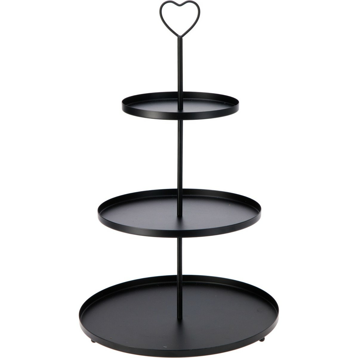 Patera metalowa 3-piętrowa, 30 × 30 × 48 cm, czarny