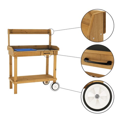 Gartenarbeitstisch Bardy, braun, 94 x 49 x 120 cm