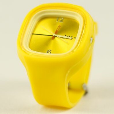 Silikonové hodinky analogové, žlutá