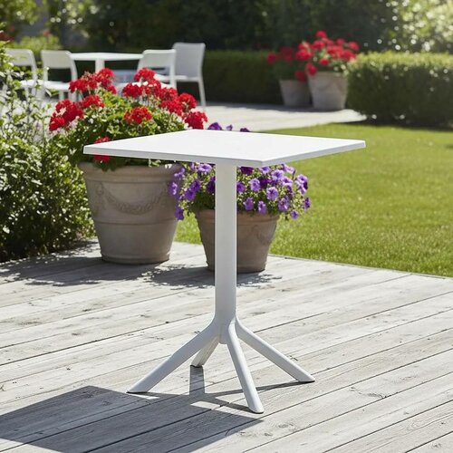 Gartentisch, quadratisch, 60 x 60 x 77,5 cm, weiß