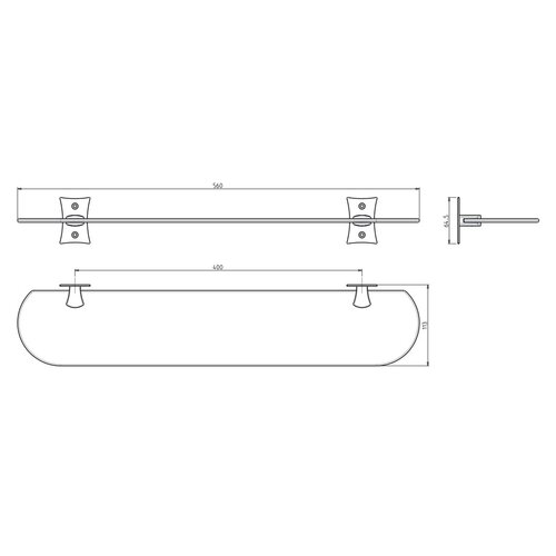 Raft din sticlă METAFORM CC015 Rebecca 56 cm ,negru